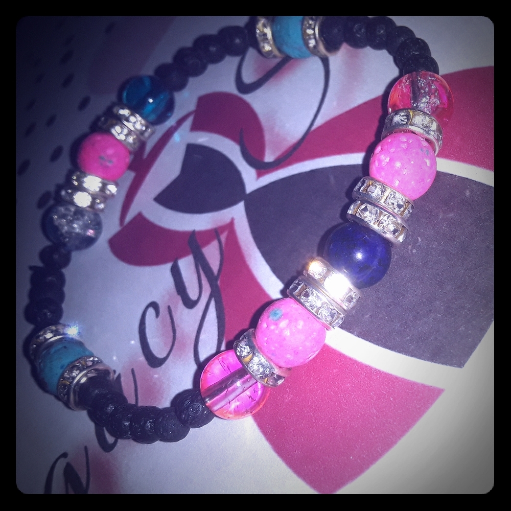☆Lapis lazuli☆Natural Stone & Lava Bead Bracelet